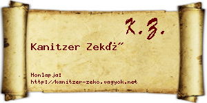 Kanitzer Zekő névjegykártya